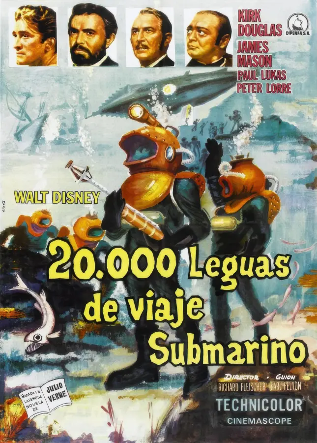 Cartel de 20.000 leguas de viaje submarino (1954)